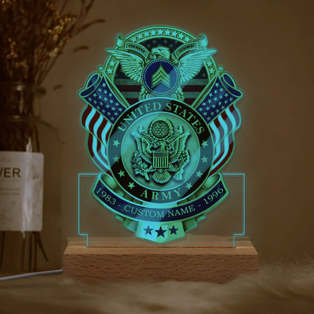US Army, E 8 Army Master Sergeant - Personalized Led Lamp - Image 2