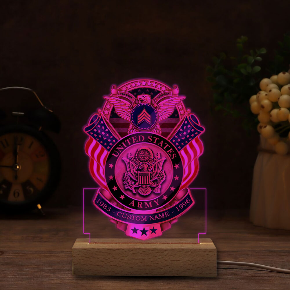 US Army, E 8 Army Master Sergeant - Personalized Led Lamp - Image 4