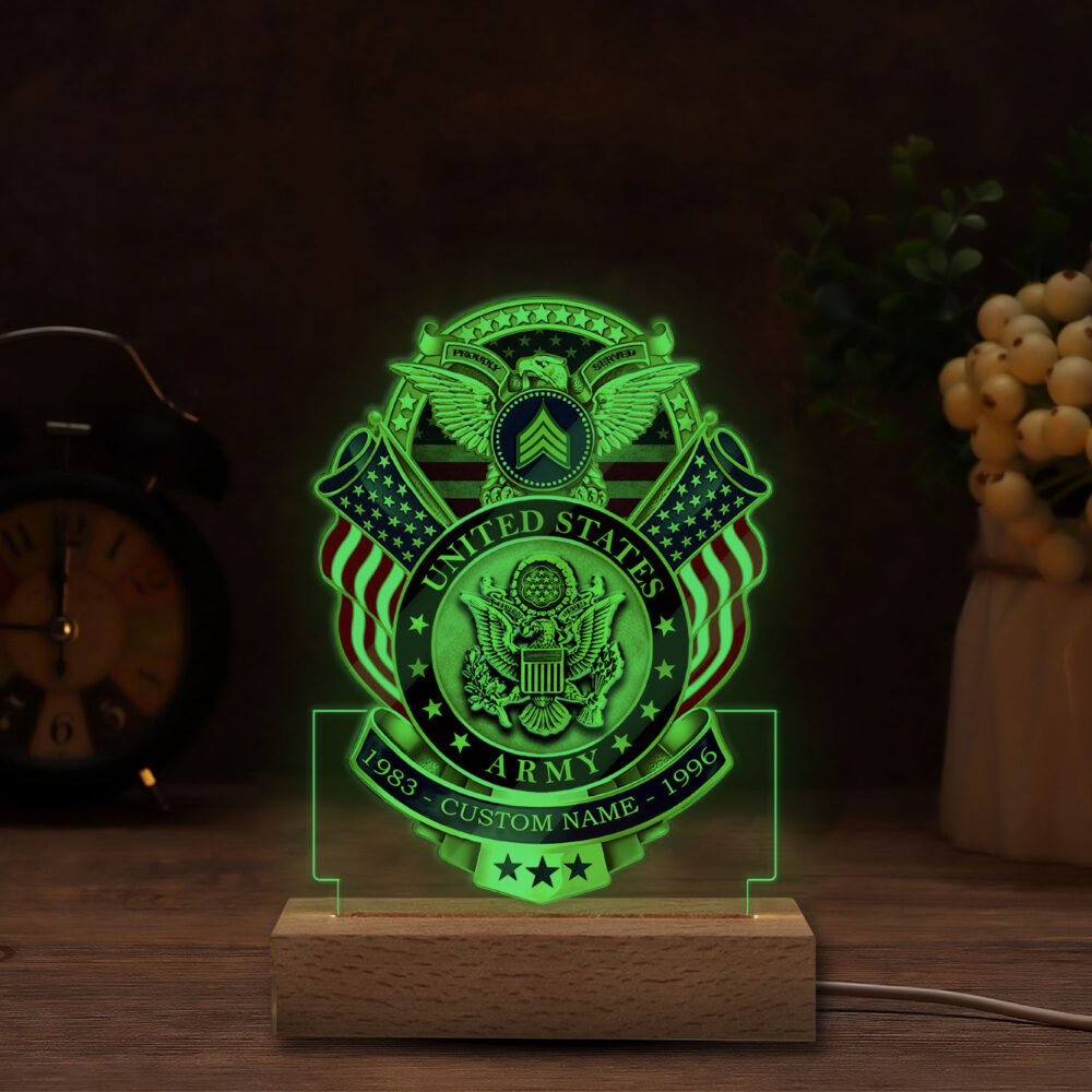 US Army, E 8 Army Master Sergeant - Personalized Led Lamp - Image 5