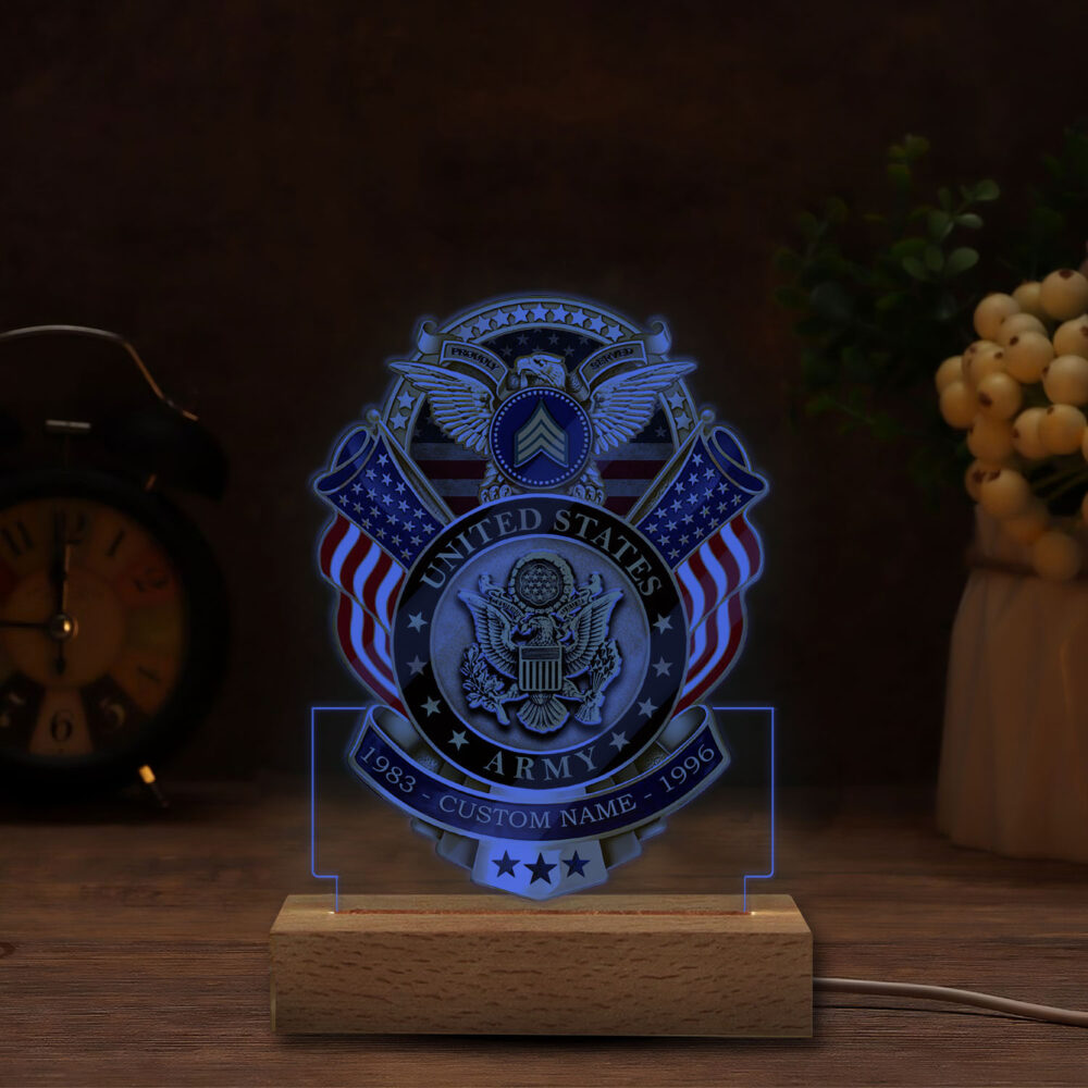 US Army, E 8 Army Master Sergeant - Personalized Led Lamp - Image 6