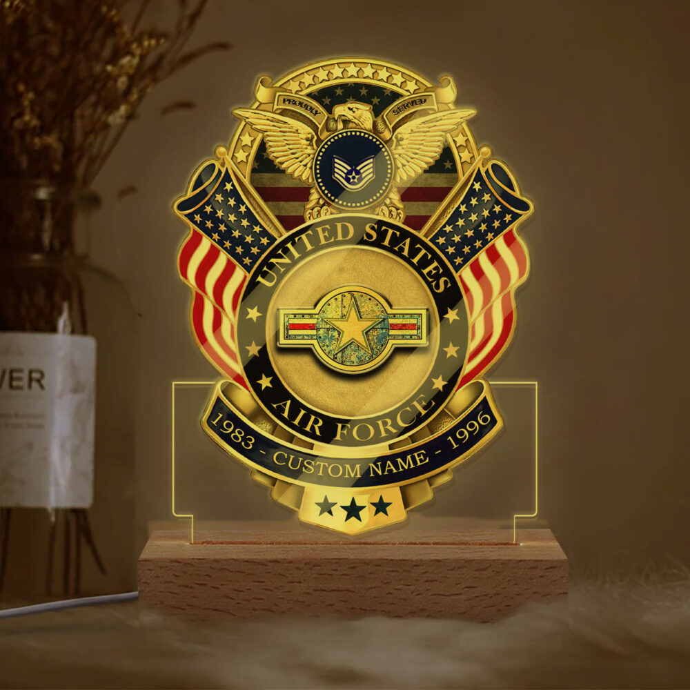 US Air Force , Remember - Honor - Respect - Personalized Led Lamp - Image 2