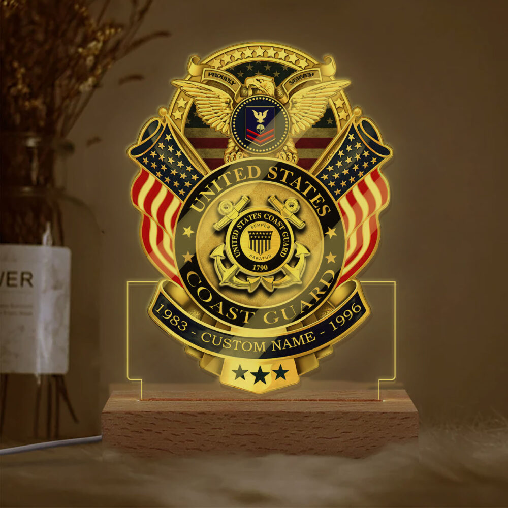 US Coast Guard, E 4 Gold - Personalized Led Lamp - Image 2