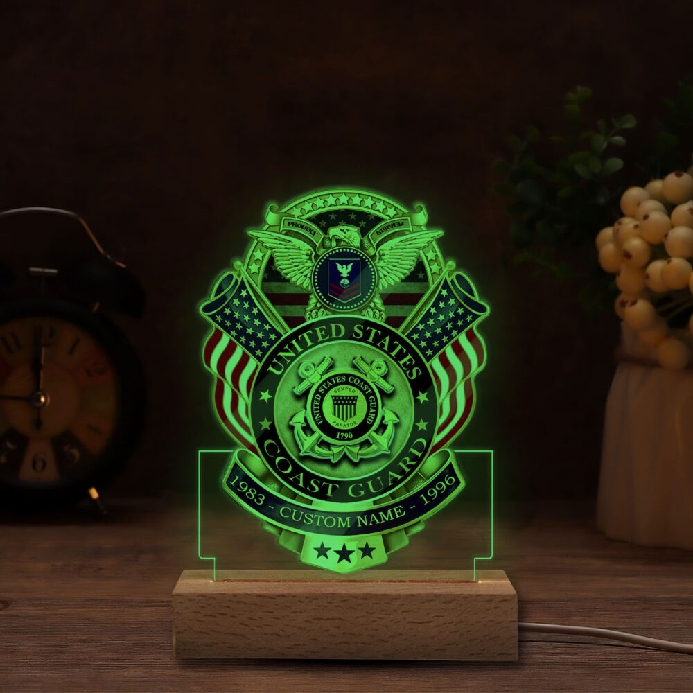 US Coast Guard, E 4 Gold - Personalized Led Lamp - Image 5
