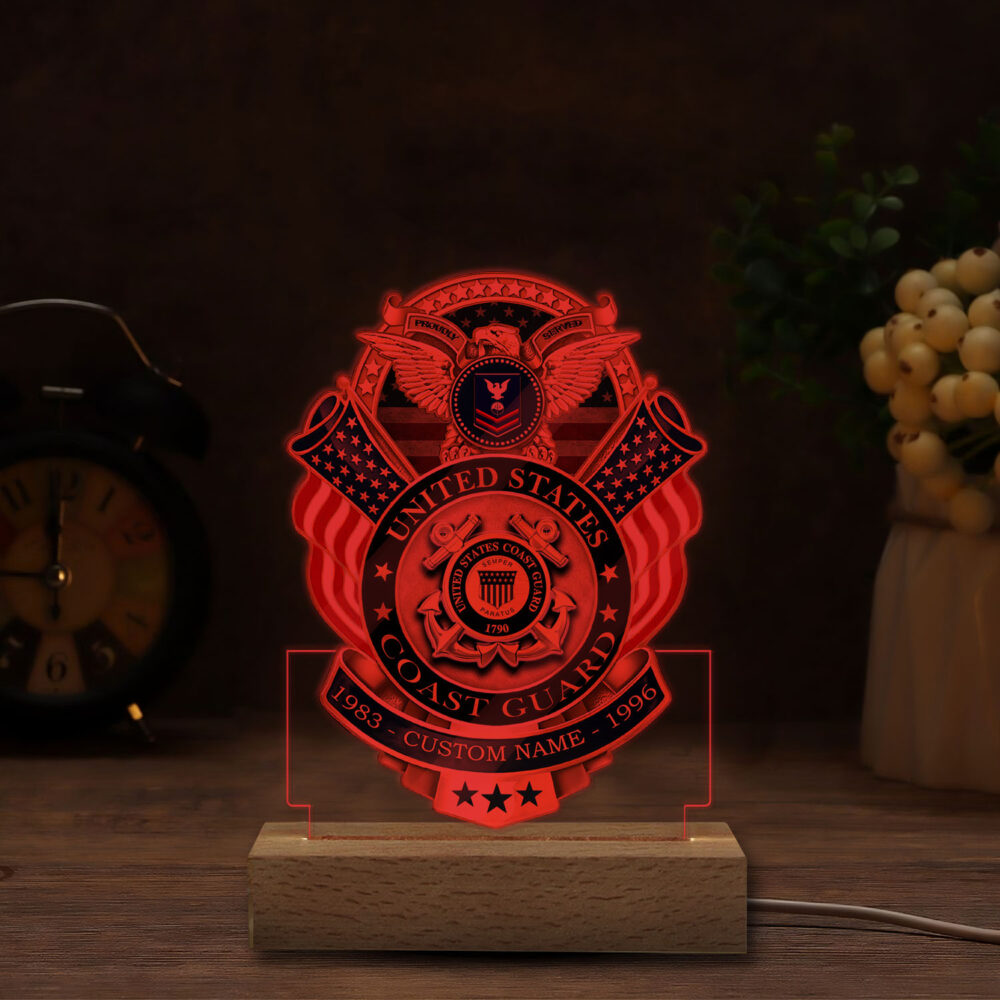US Coast Guard, E 4 Gold - Personalized Led Lamp - Image 6