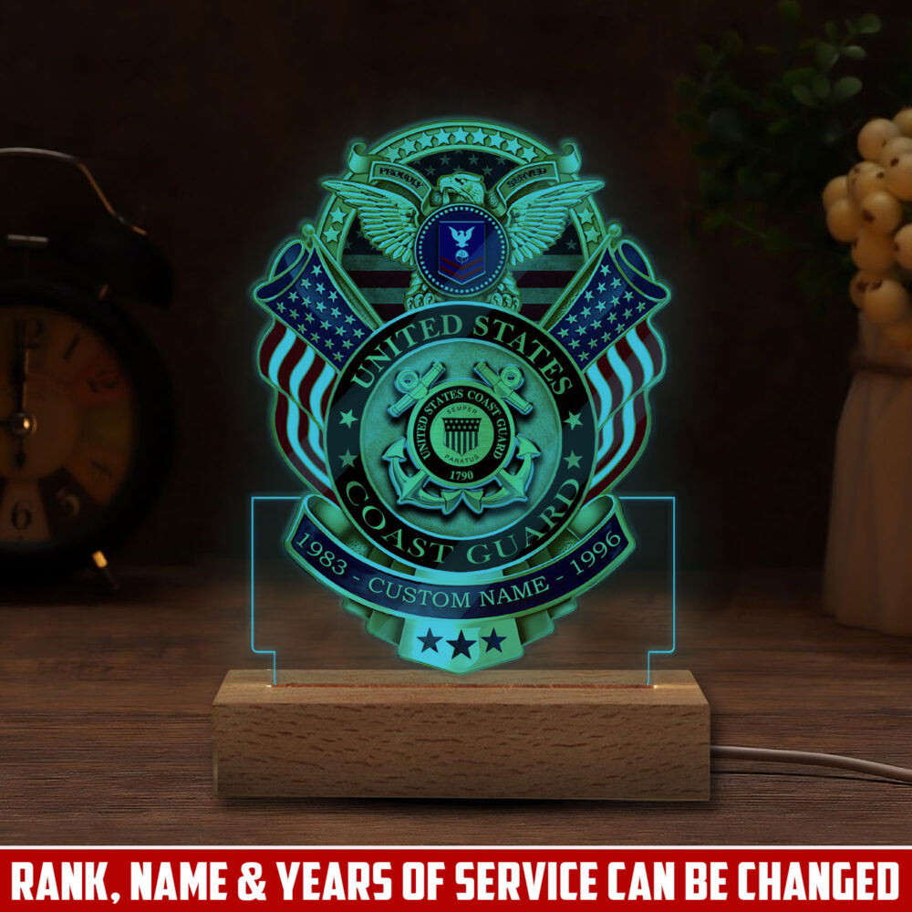 US Coast Guard, E 4 Gold - Personalized Led Lamp