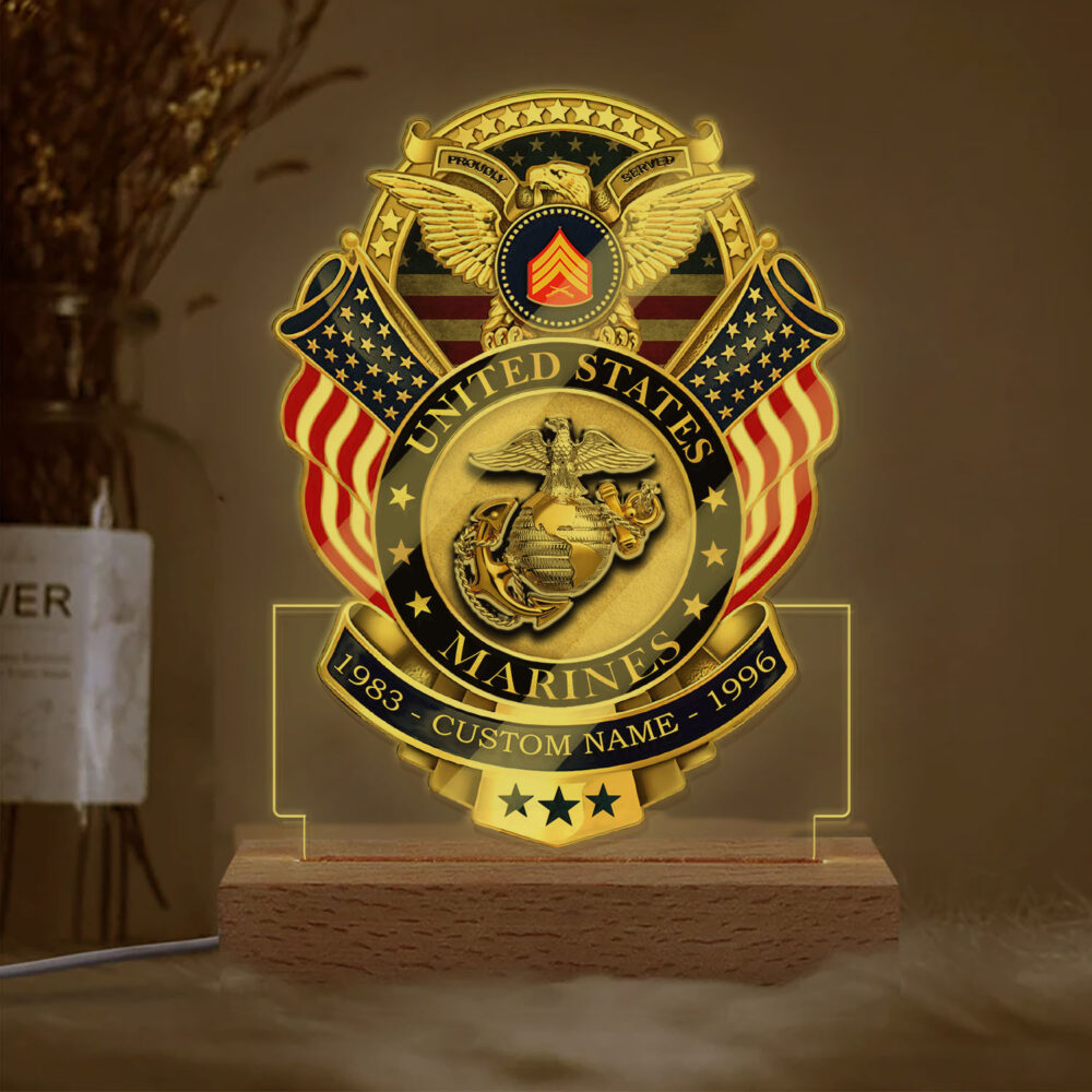US Marine Corps, E 9 Marines Master Gunnery Sergeant - Personalized Led Lamp - Image 2