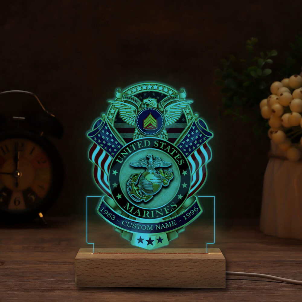 US Marine Corps, E 9 Marines Master Gunnery Sergeant - Personalized Led Lamp - Image 4