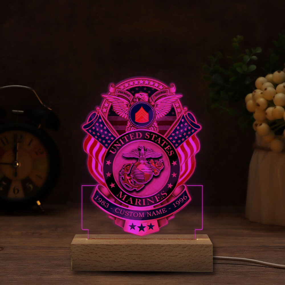 US Marine Corps, E 9 Marines Master Gunnery Sergeant - Personalized Led Lamp - Image 6