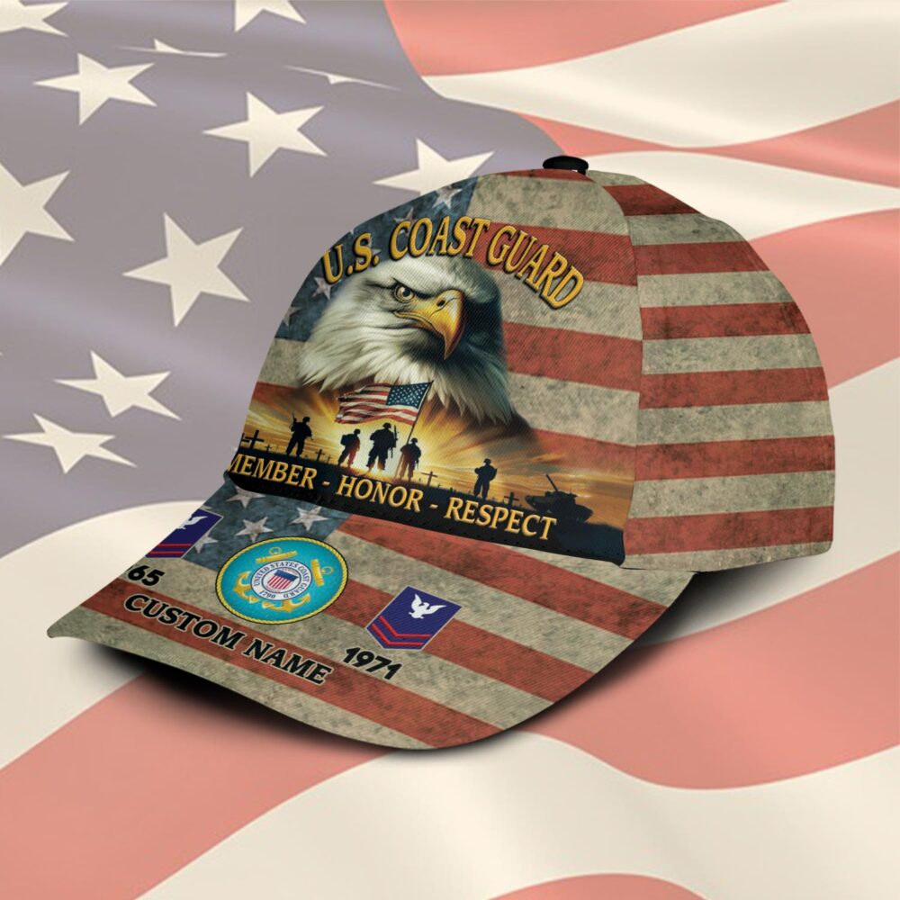 US Coast Guard, American By Birth, Veteran By Choice - Classic Cap - Image 2