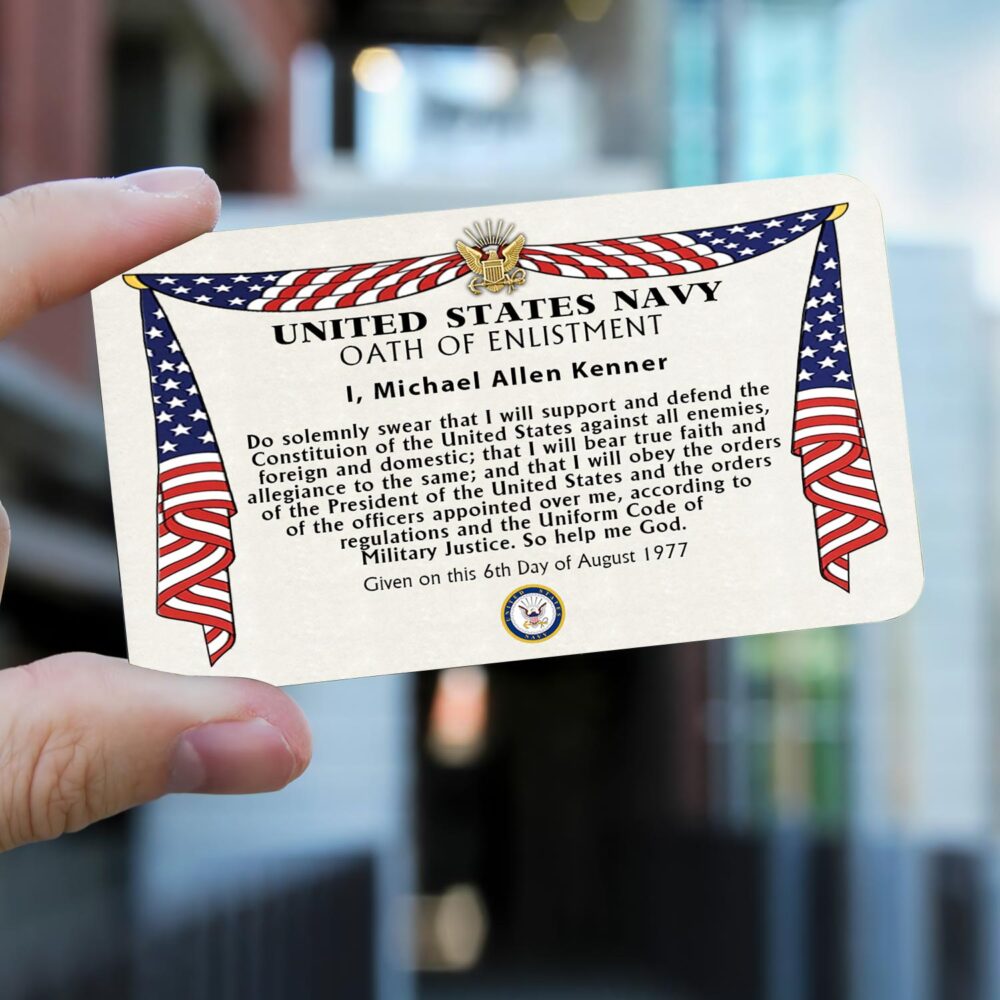 US Navy, Duty, Honor, Country - Printed Metal Card - Image 2