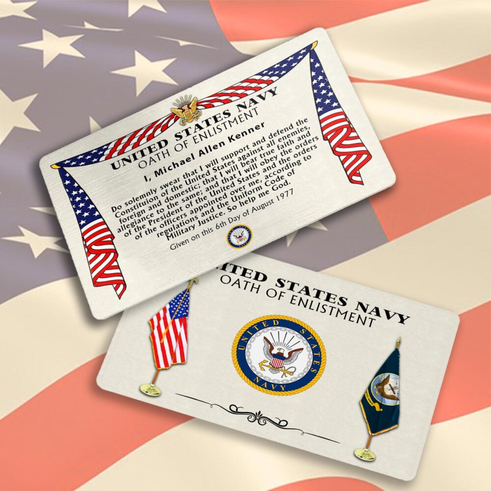US Navy, Duty, Honor, Country - Printed Metal Card - Image 3