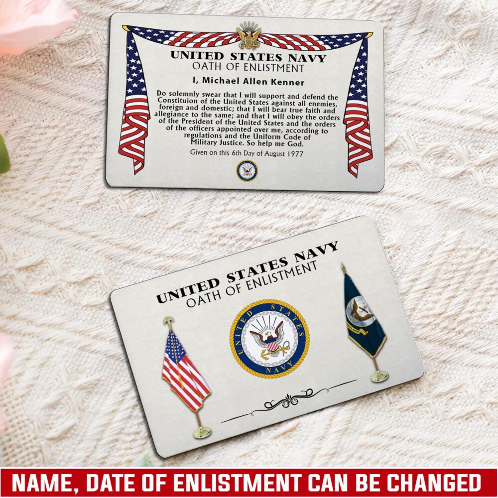 US Navy, Duty, Honor, Country - Printed Metal Card