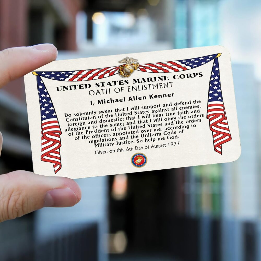 US Marine Corps, E 8 Marines First Sergeant - Printed Metal Card - Image 2