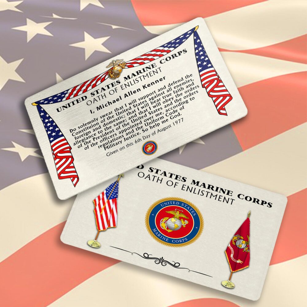 US Marine Corps, E 8 Marines First Sergeant - Printed Metal Card - Image 3