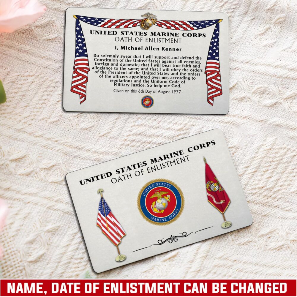 US Marine Corps, E 8 Marines First Sergeant - Printed Metal Card