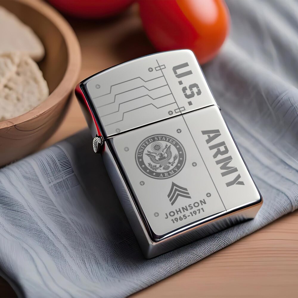 US Army, E 6 Army Staff Sergeant - Engraved Lighter - Image 2