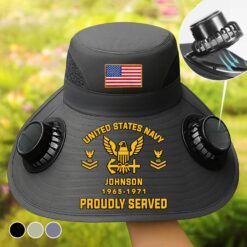 US Navy, Duty, Honor, Country - Solar Powered Fan Hat