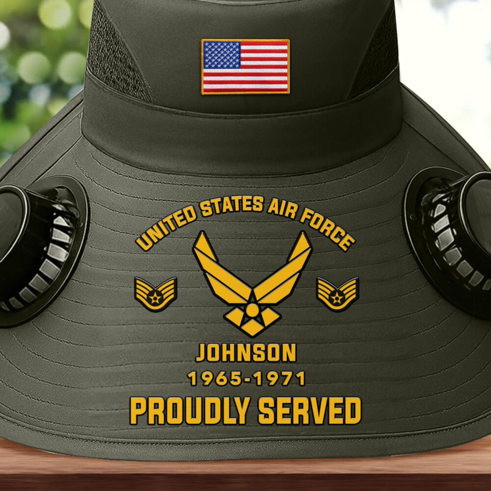 US Air Force , E 8 Air Force First Sergeant - Solar Powered Fan Hat - Image 2