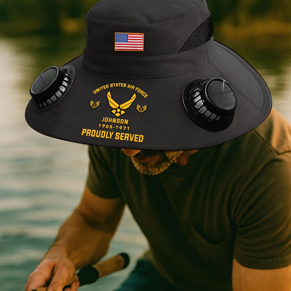 US Air Force , E 8 Air Force First Sergeant - Solar Powered Fan Hat - Image 3