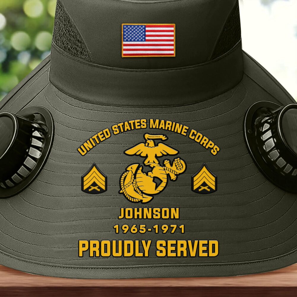 US Marine Corps, E 9 Marines Sergeant Major - Solar Powered Fan Hat - Image 2