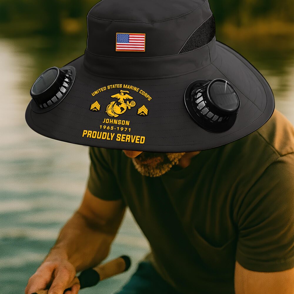 US Marine Corps, E 9 Marines Sergeant Major - Solar Powered Fan Hat - Image 3