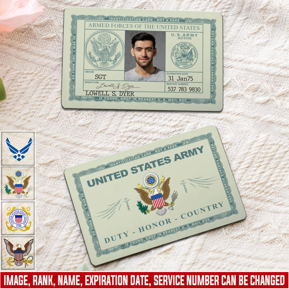 Military Personalized Printed Vintage Identification Metal Card