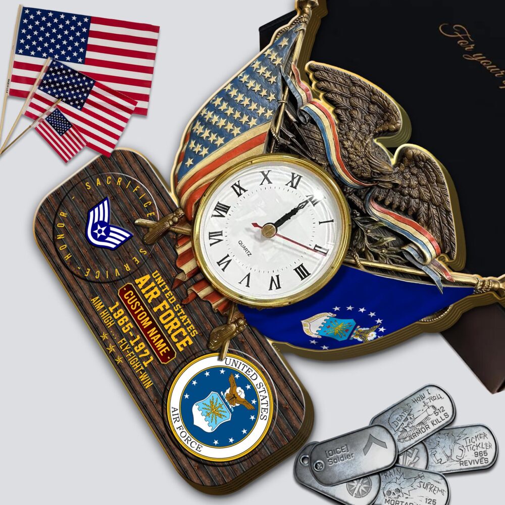US Air Force , O 3 Air Force Captain - Wooden Clock 7.8*7.8 in - Image 3