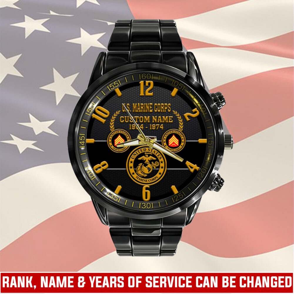 US Marine Corps, The Few, The Proud - Black Stainless Steel Watch