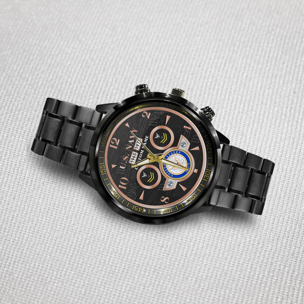 US Navy, By Sea, Air and Land - Black Stainless Steel Watch - Image 3