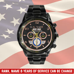 US Navy, By Sea, Air and Land - Black Stainless Steel Watch