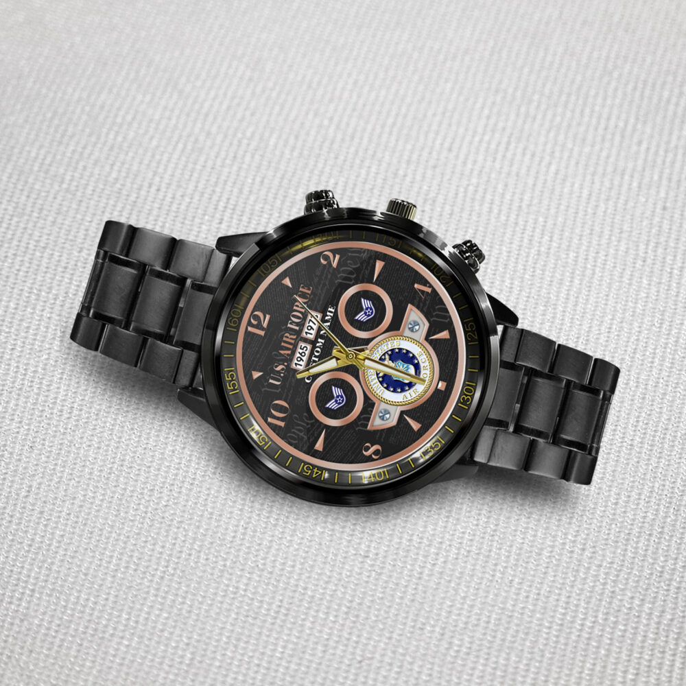 US Air Force, Thank a Veteran - Black Stainless Steel Watch - Image 3