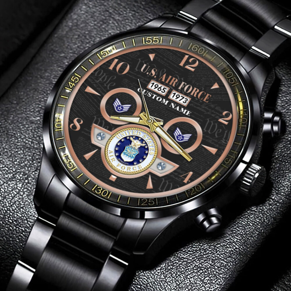 US Air Force, Thank a Veteran - Black Stainless Steel Watch - Image 4