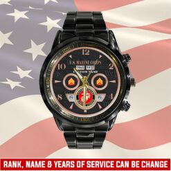 US Marine Corps, O 3 Marines Captain - Black Stainless Steel Watch