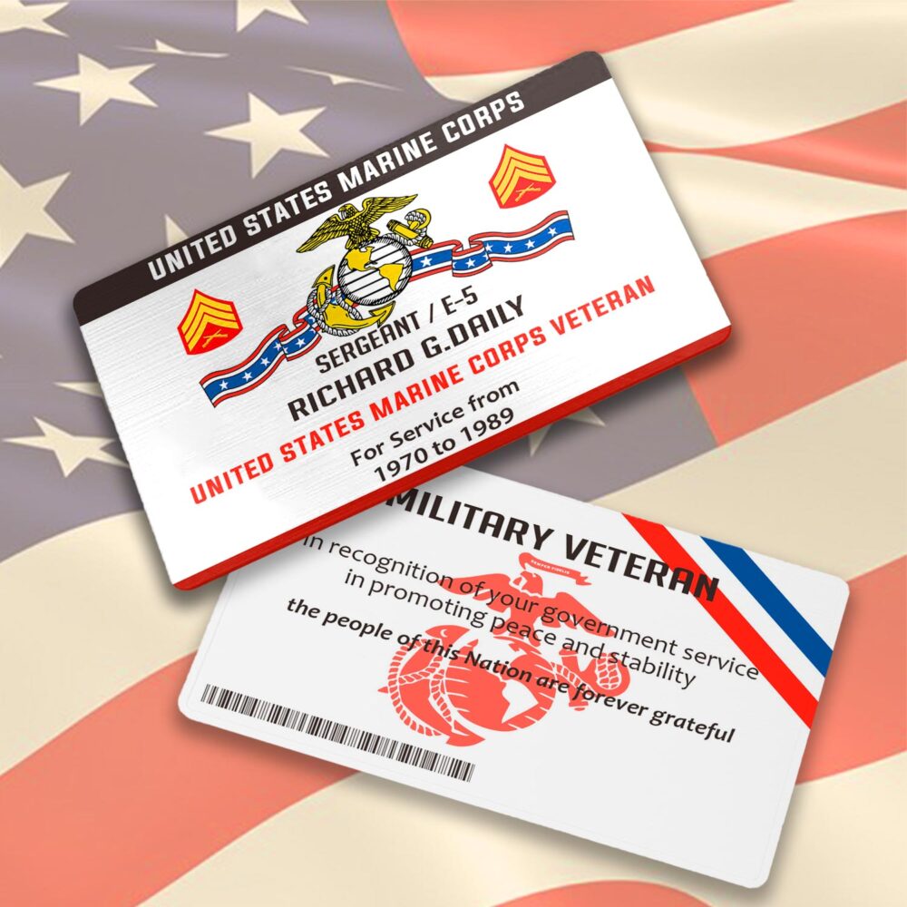 US Marine Corps, E 8 Marines Master Sergeant - Printed Metal Card - Image 3