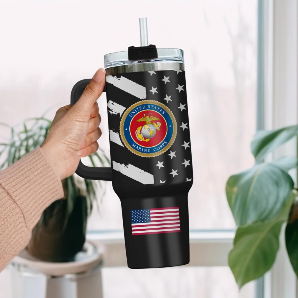 US Marine Corps, E 2 Marines Private First Class - Stainless Steel Tumbler 40oz - Image 2