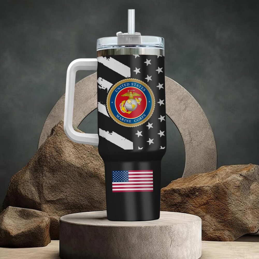 US Marine Corps, E 2 Marines Private First Class - Stainless Steel Tumbler 40oz - Image 3