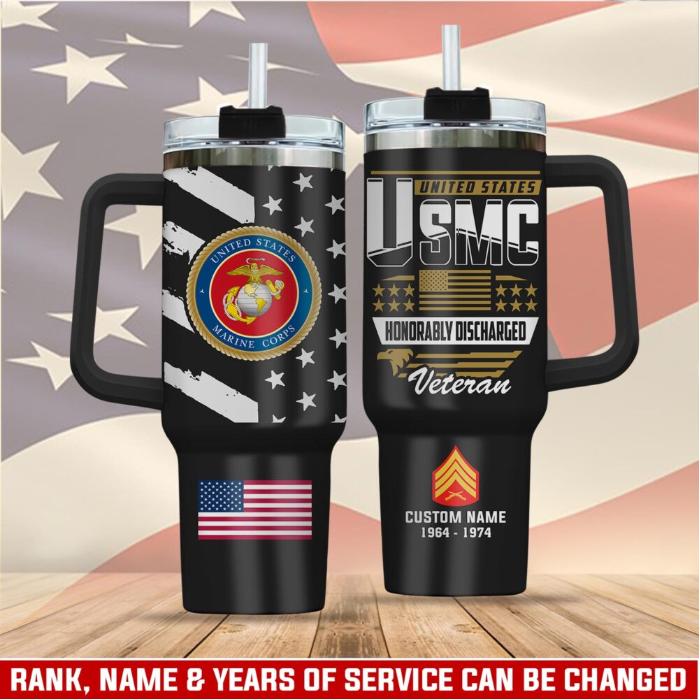 US Marine Corps, E 2 Marines Private First Class - Stainless Steel Tumbler 40oz
