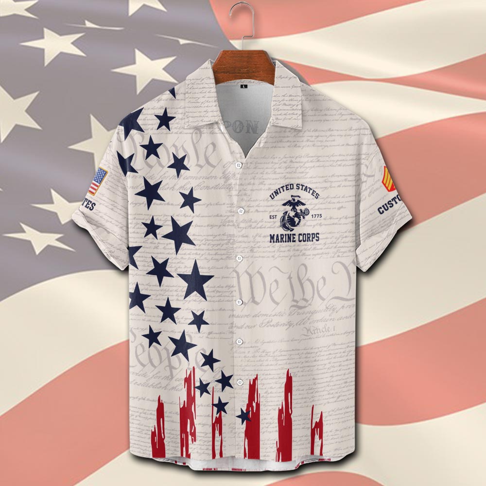 US Marine Corps, Lest We Forget - Short Sleeve Button Shirt - Image 2