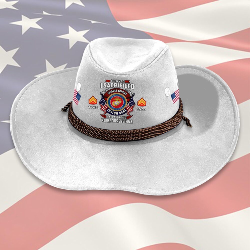 US Marine Corps, Proud Veteran - Cowboy Hat - Image 6
