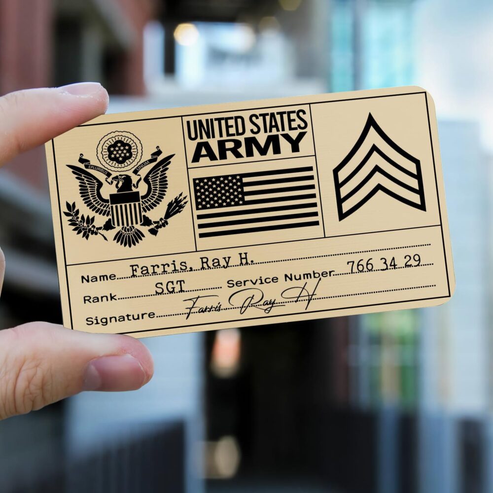 US Army, E 5 Army Sergeant - Printed Metal Card - Image 2