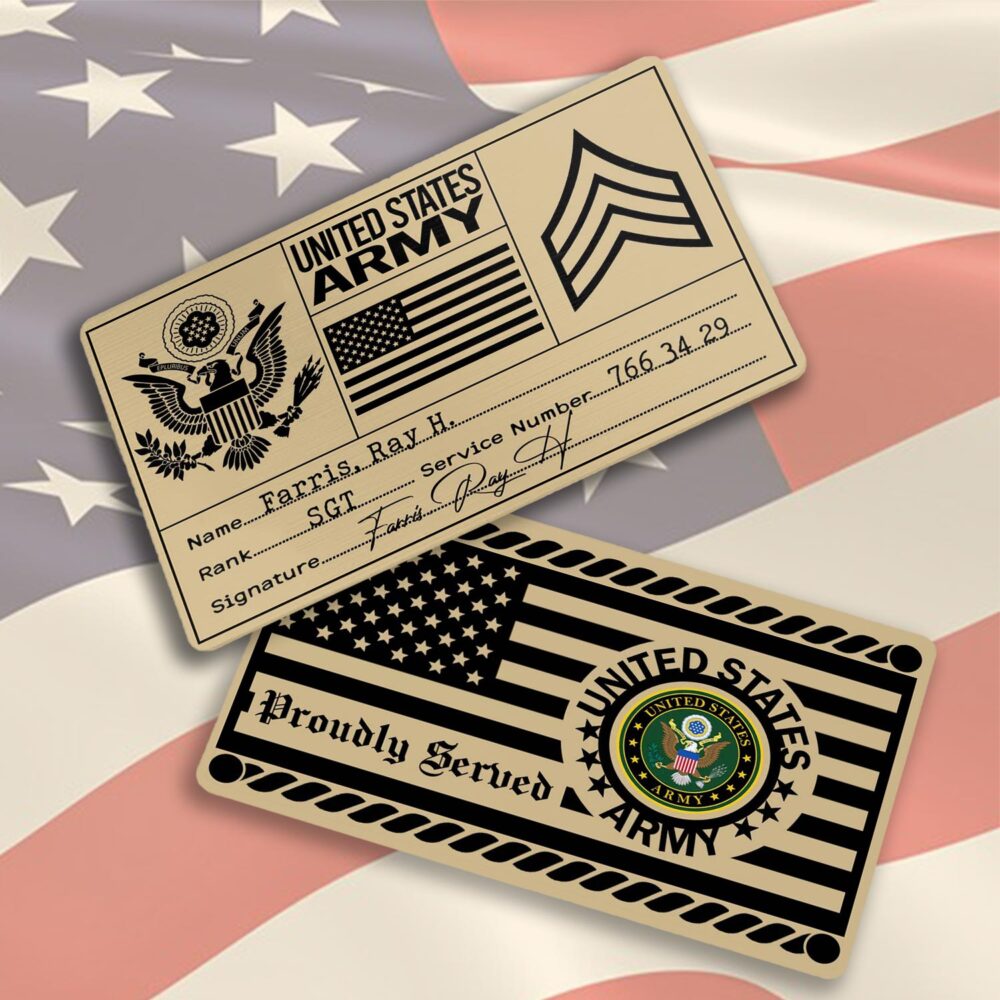 US Army, E 5 Army Sergeant - Printed Metal Card - Image 3