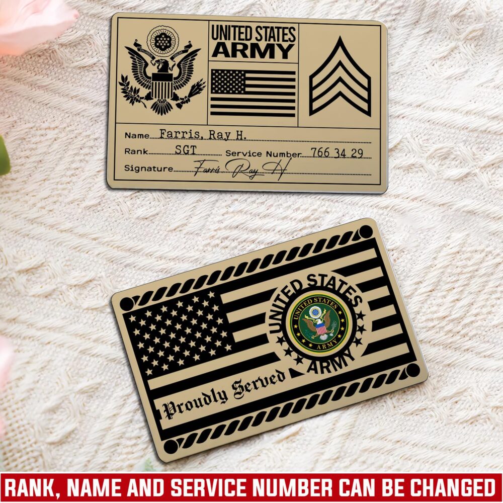US Army, E 5 Army Sergeant - Printed Metal Card