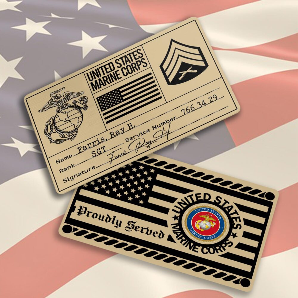 US Marine Corps, W 3 Marines Chief Warrant Officer 3 - Printed Metal Card - Image 3