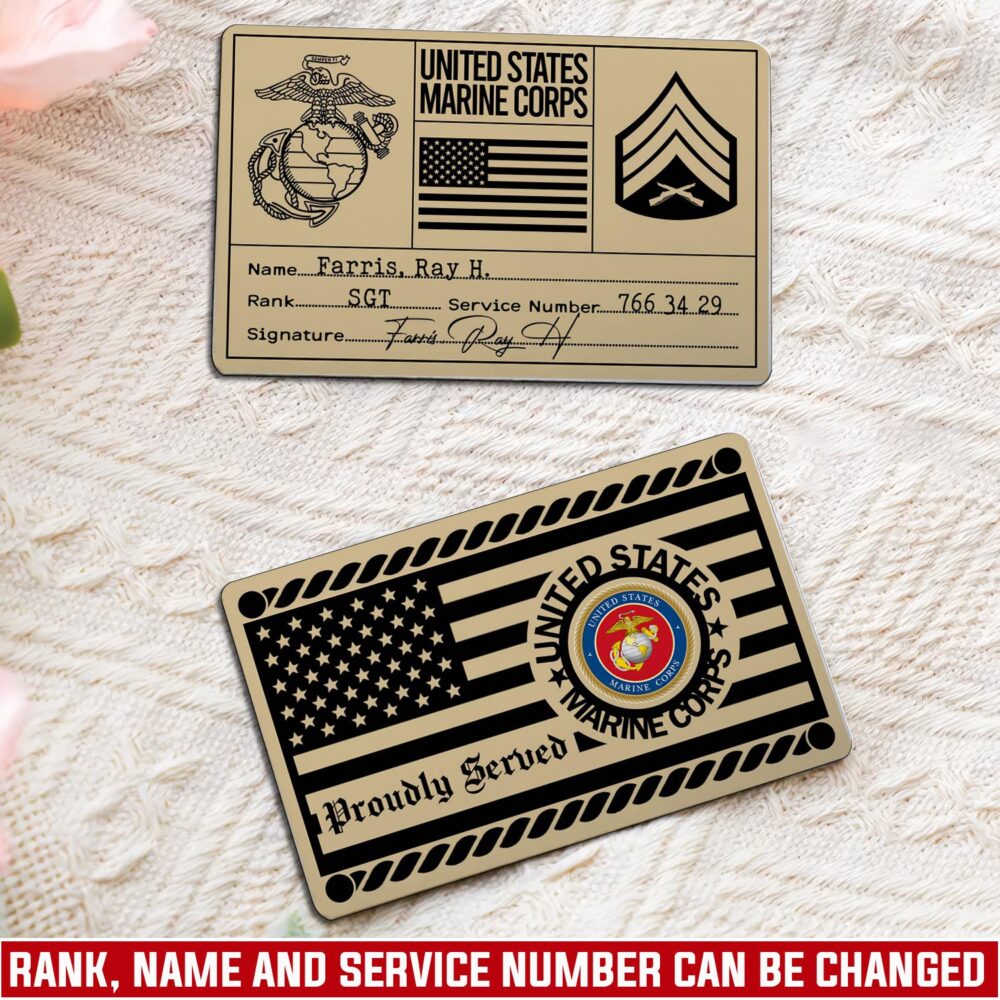 US Marine Corps, W 3 Marines Chief Warrant Officer 3 - Printed Metal Card