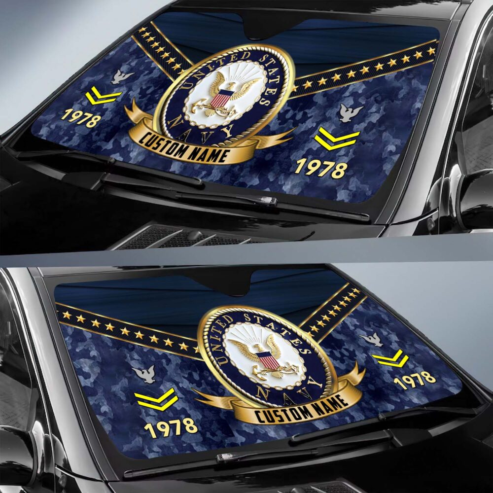 US Navy, E 8 Gold - Car Sun Shade - Image 2