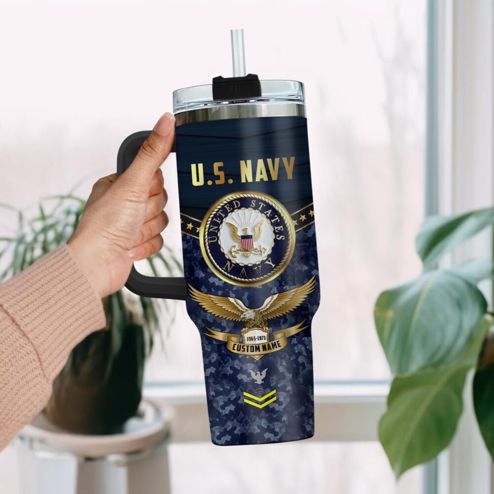 US Navy, E 5 Gold - Stainless Steel Tumbler 40oz - Image 2