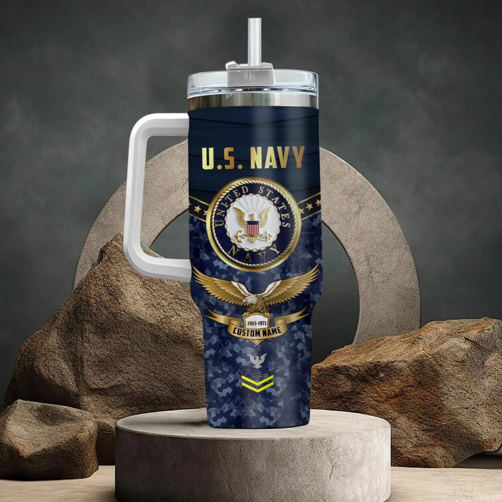 US Navy, E 5 Gold - Stainless Steel Tumbler 40oz - Image 3