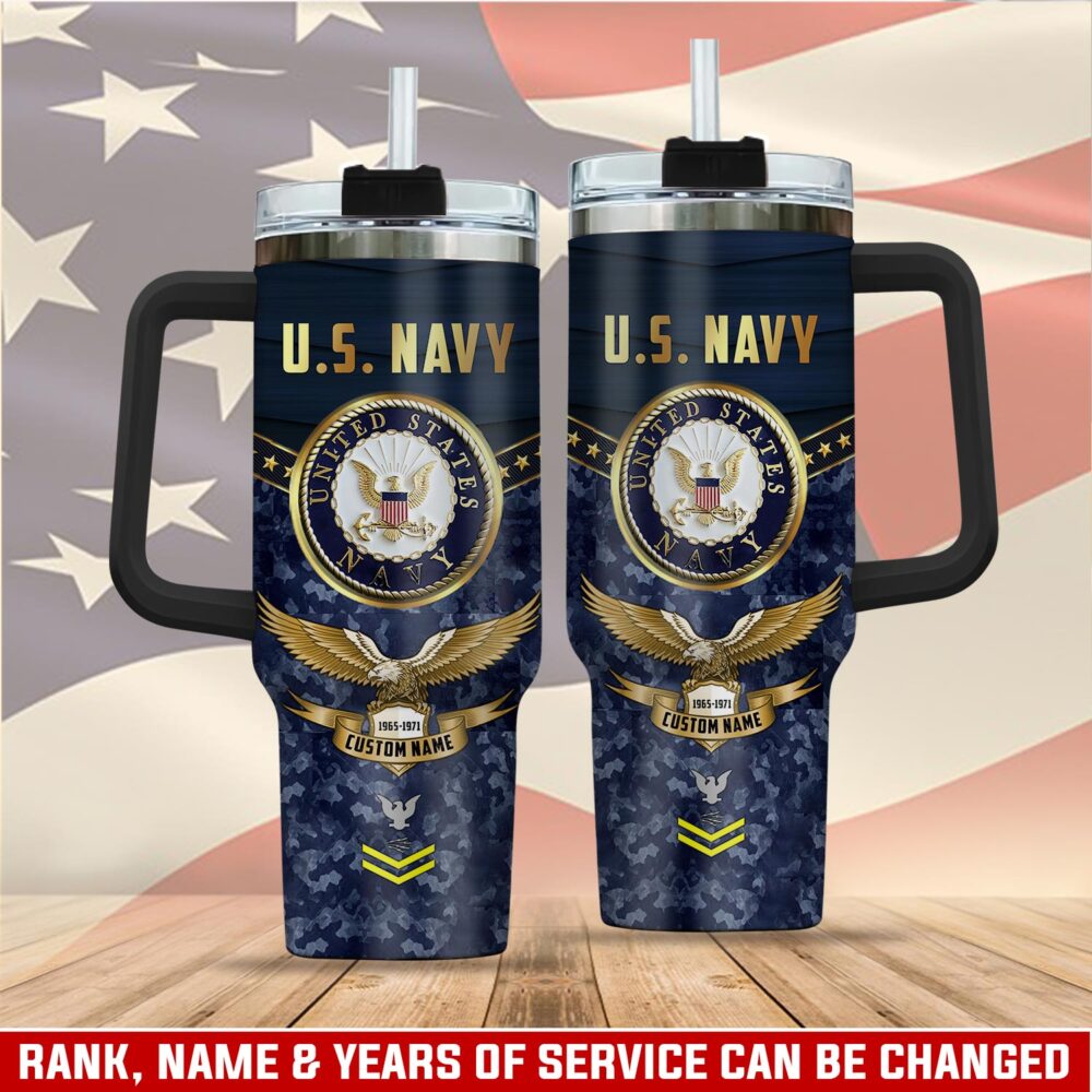 US Navy, E 5 Gold - Stainless Steel Tumbler 40oz