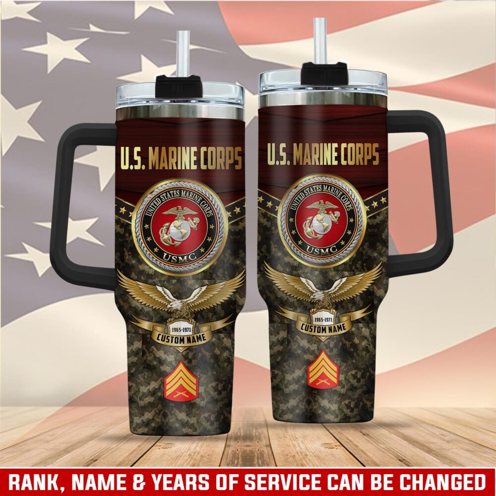 US Marine Corps, Remember - Honor - Respect - Stainless Steel Tumbler 40oz