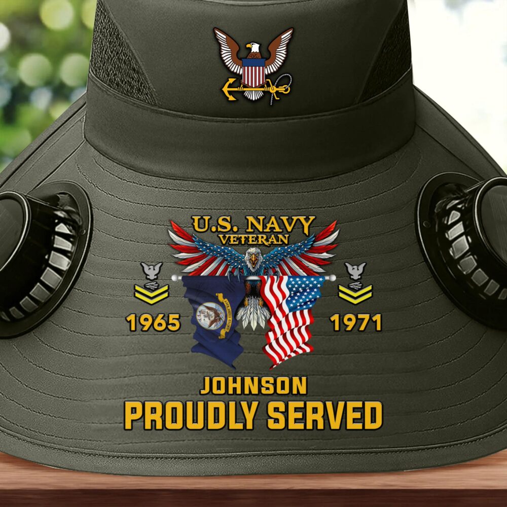 US Navy, E 9 Gold - Solar Powered Fan Hat - Image 2